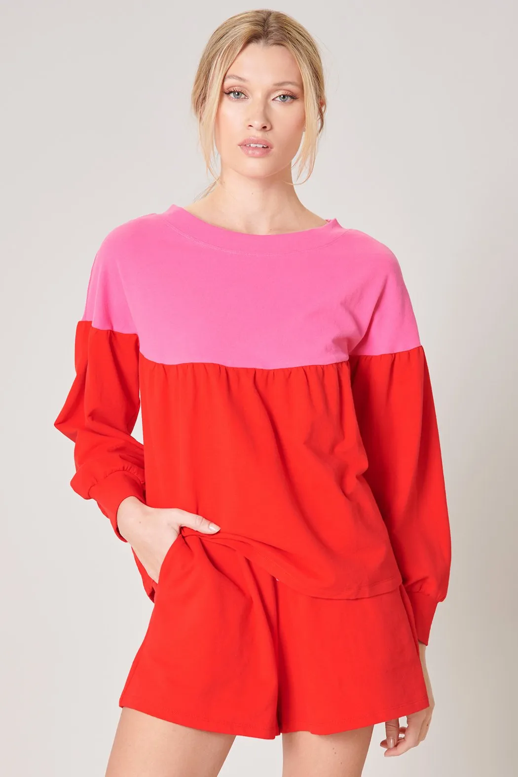 Happy Days Colorblock French Terry Knit Top