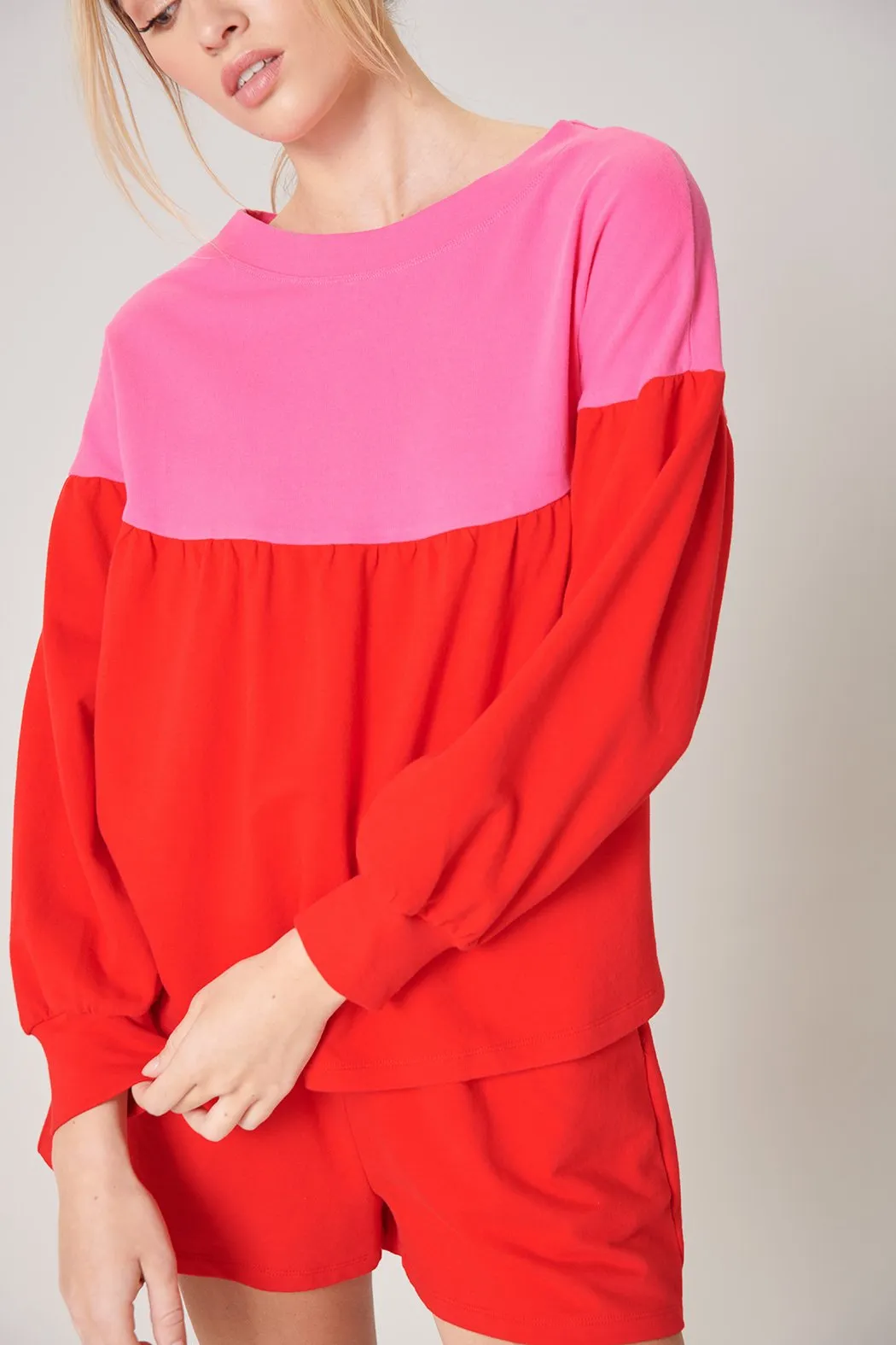 Happy Days Colorblock French Terry Knit Top