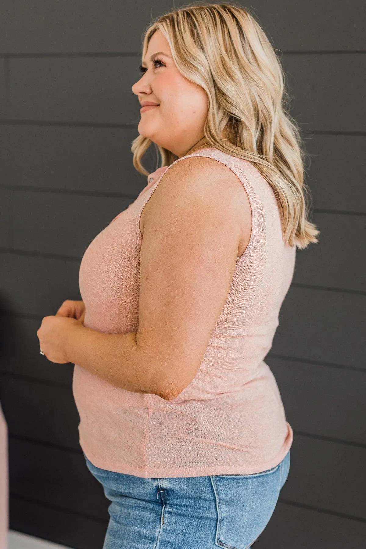 Comfortable Dusty Peach Knit Tank Top