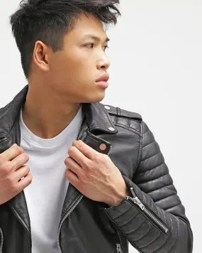 Harl Black Quilted Leather Jacket