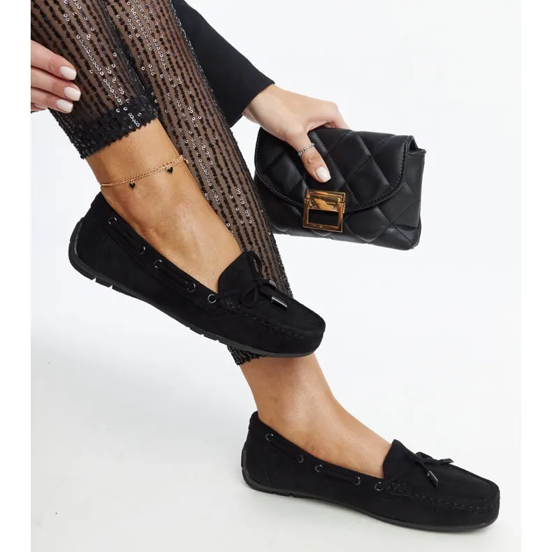 Hayam black moccasins bow