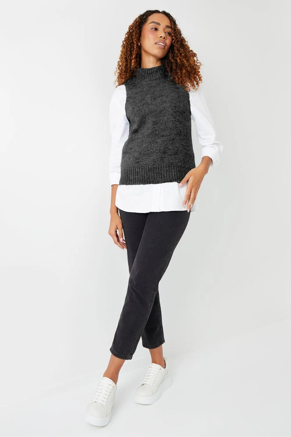 Hazel Crew Neck Knitted Vest - Threadbare Jumpers and Cardigans