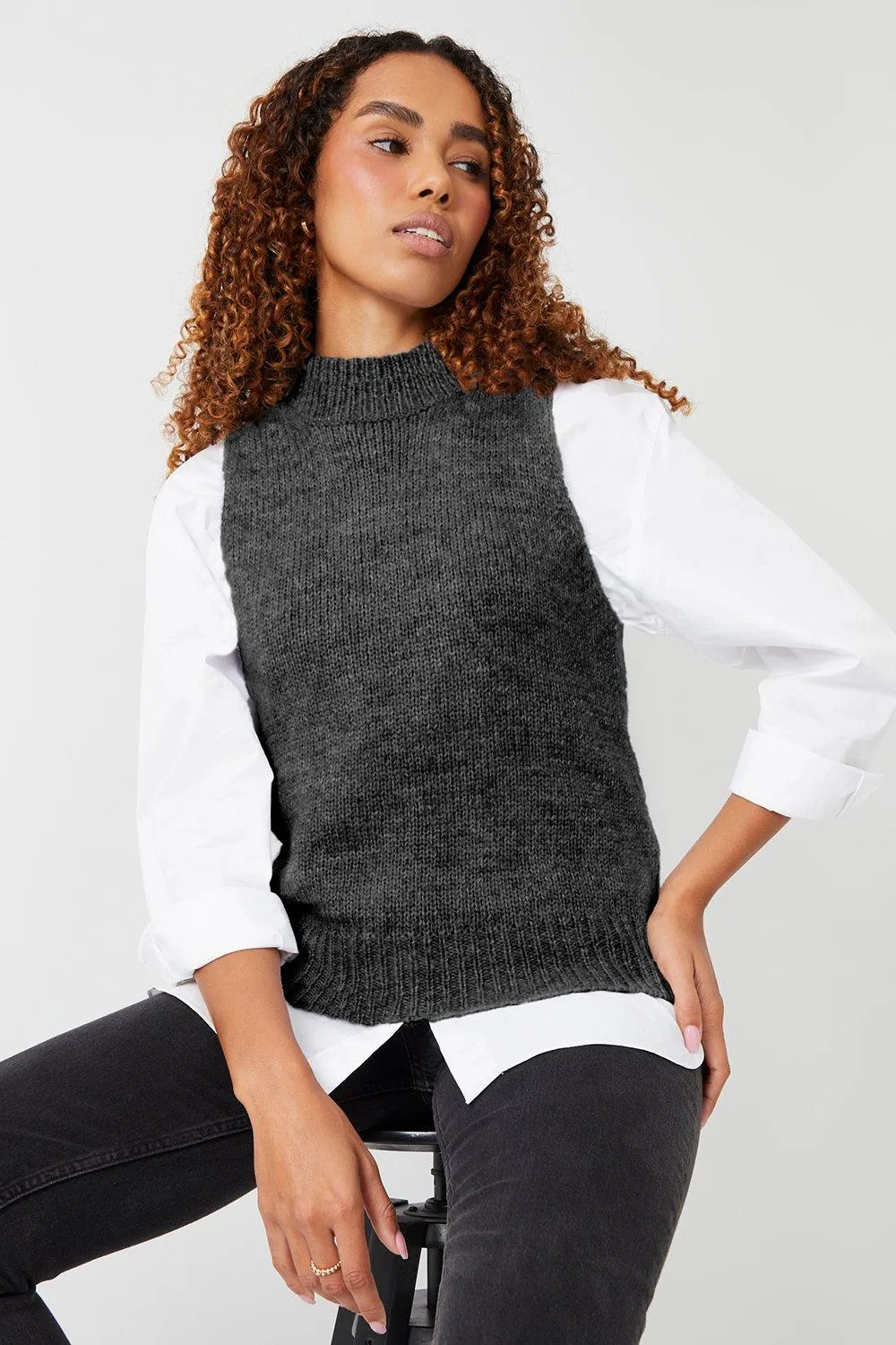 Hazel Crew Neck Knitted Vest - Threadbare Jumpers and Cardigans