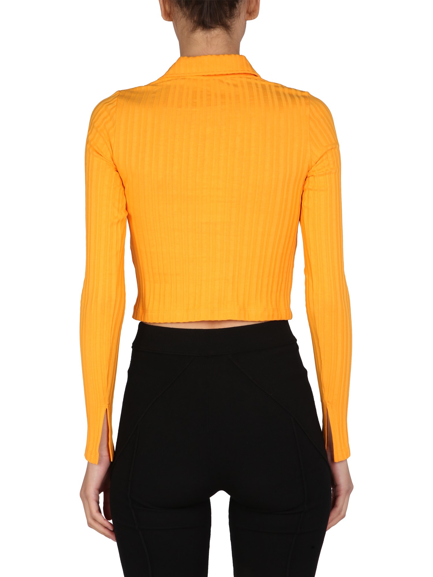 Helmut Lang Ribbed Knit Cropped Polo - Shop Now