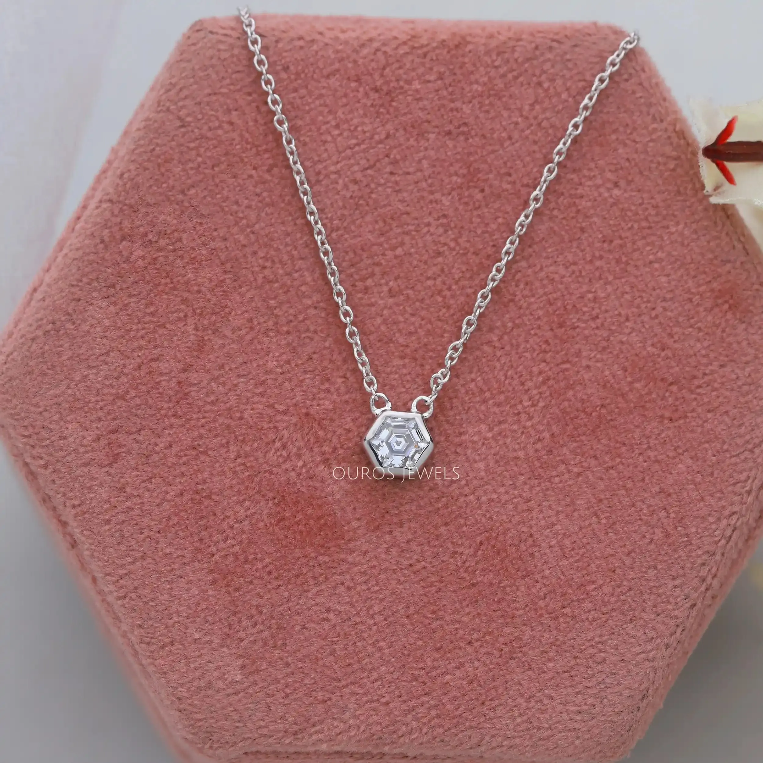 Hexagon Cut Bezel Set Solitaire Pendant