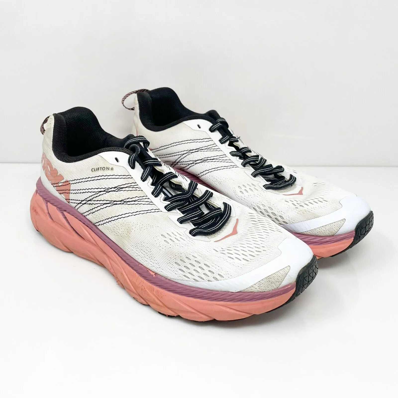 Hoka One One Womens Clifton 6 1102873 NCLN White Running Shoes Sneakers Size 8