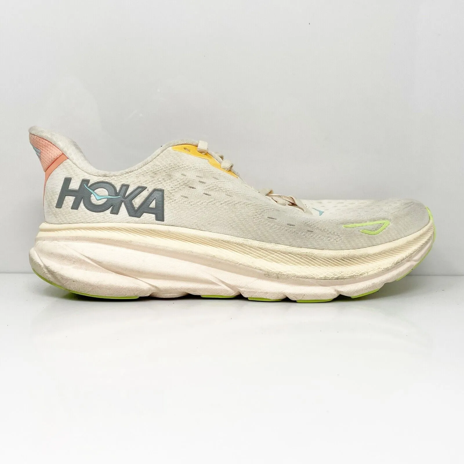 Hoka One One Womens Clifton 9 1127896 VLS Beige Running Shoes Sneakers Sz 9.5 B