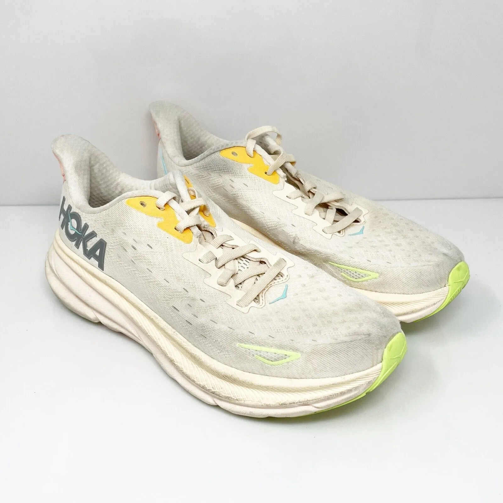 Hoka One One Womens Clifton 9 1127896 VLS Beige Running Shoes Sneakers Sz 9.5 B