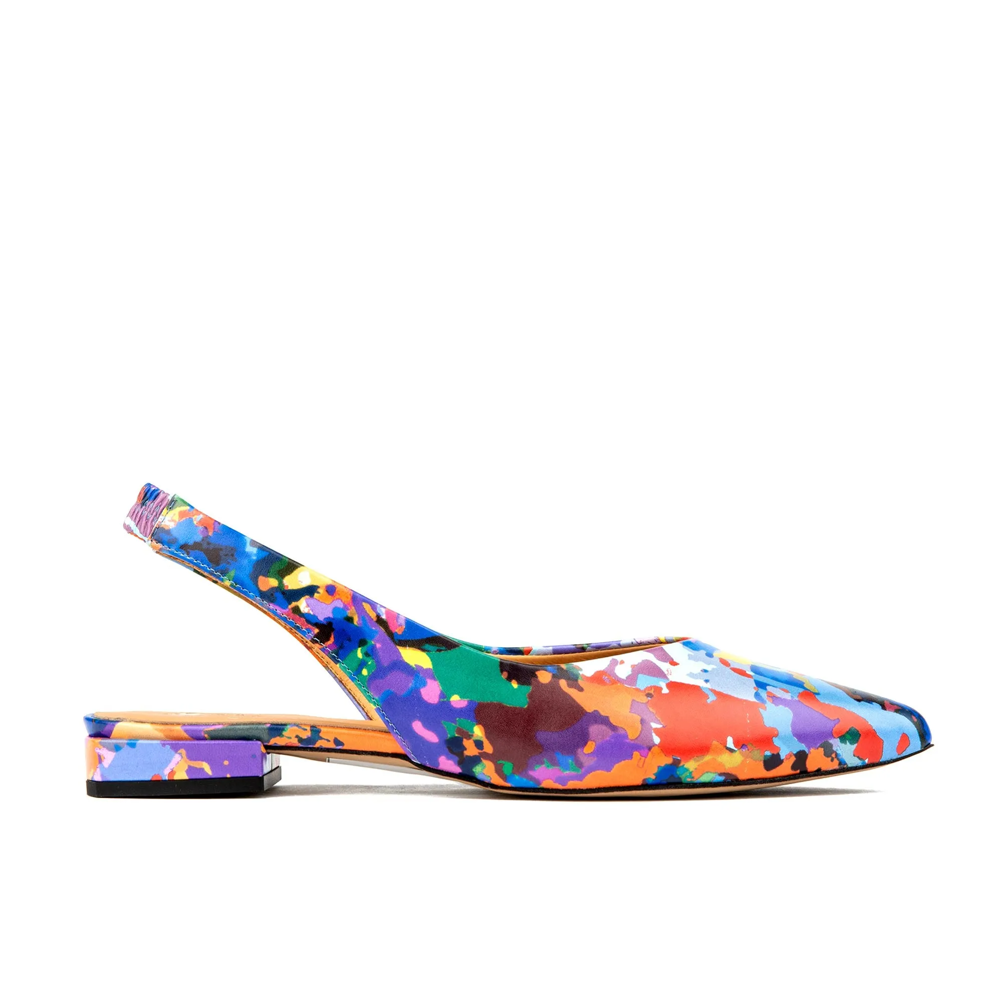 HOLLY SUMMER COLOURS - Women's leather almond toe flat slingback in vibrant colour