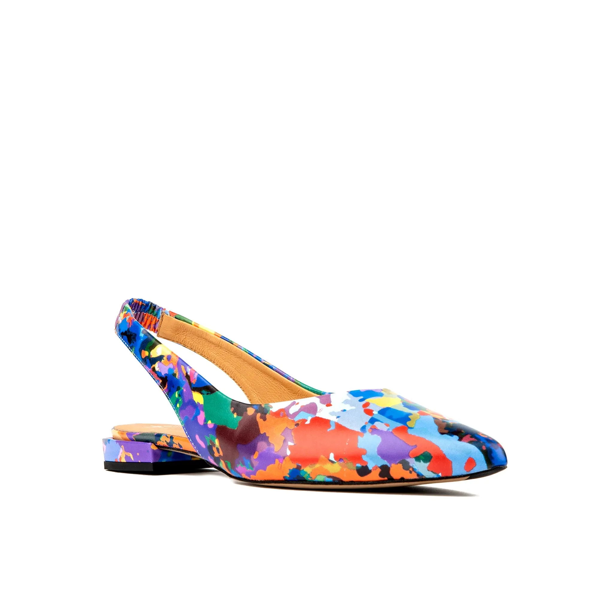 HOLLY SUMMER COLOURS - Women's leather almond toe flat slingback in vibrant colour