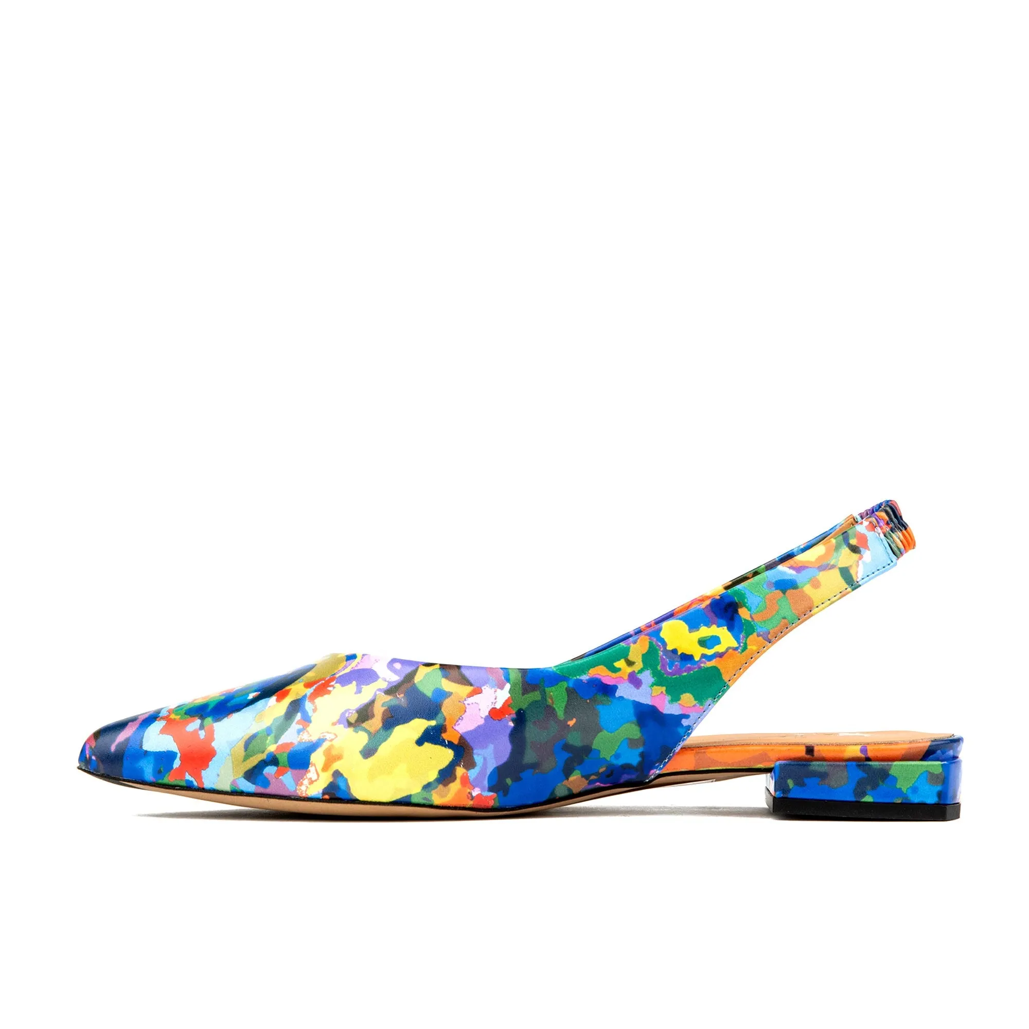 HOLLY SUMMER COLOURS - Women's leather almond toe flat slingback in vibrant colour