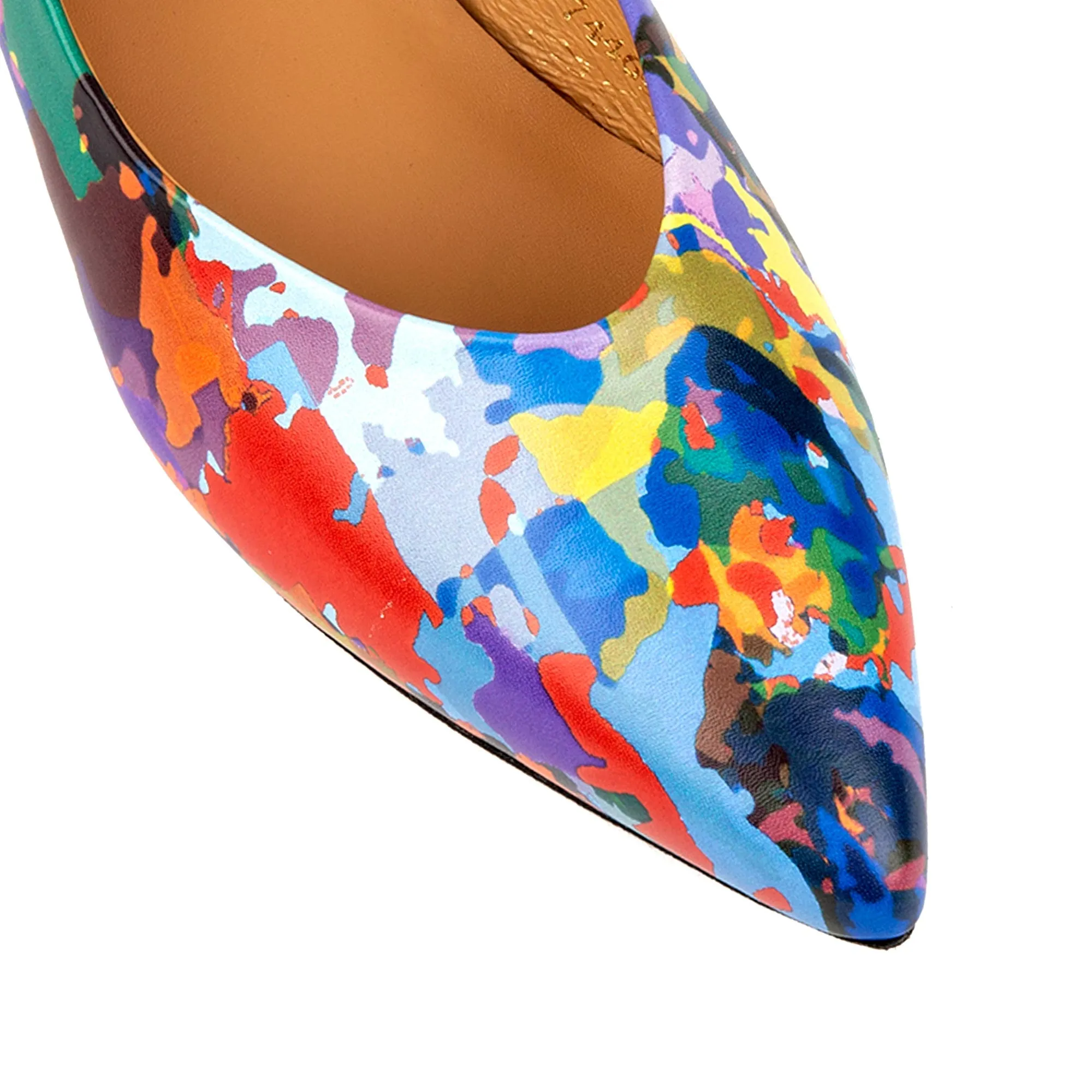 HOLLY SUMMER COLOURS - Women's leather almond toe flat slingback in vibrant colour