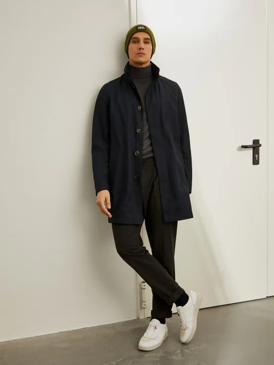 Hooded full-length coat