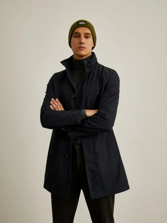 Hooded full-length coat