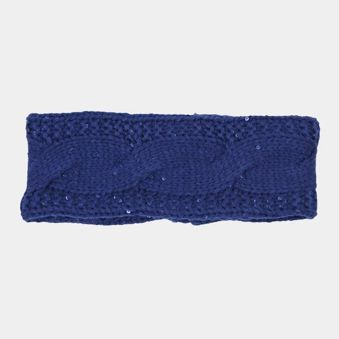 Twisted Tiny Sequin Soft Knit Headband by iLLASPARKZ