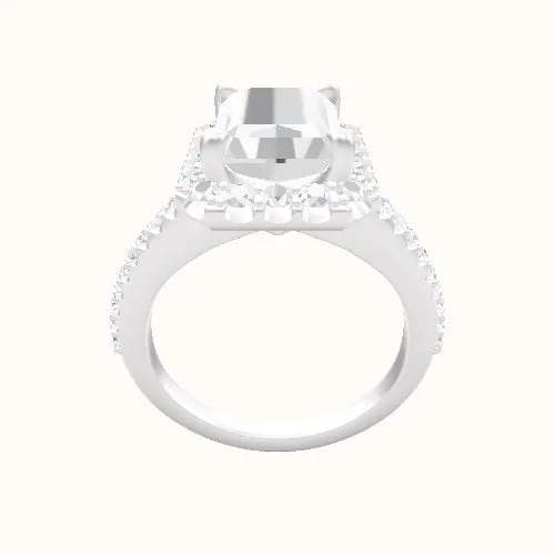 Illusion Set Shank Engagement Ring With Halo Head