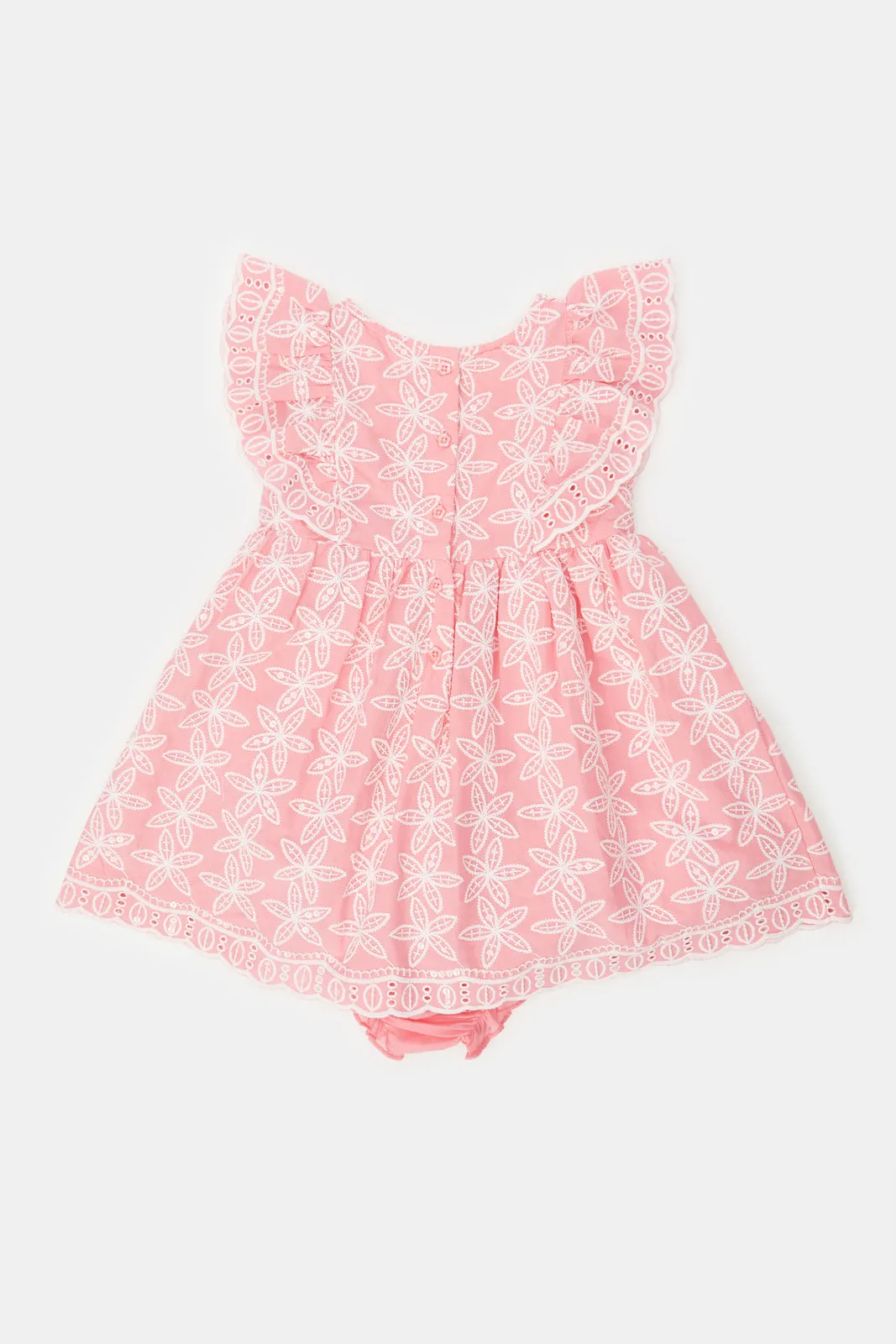 Infant Girls Pink Embroidered Dress