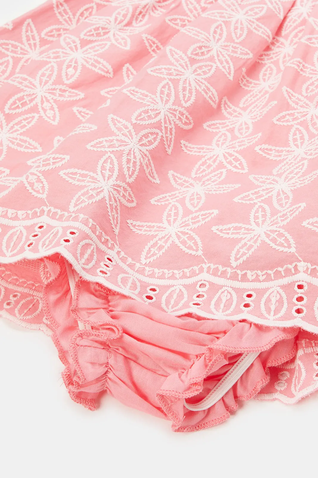 Infant Girls Pink Embroidered Dress