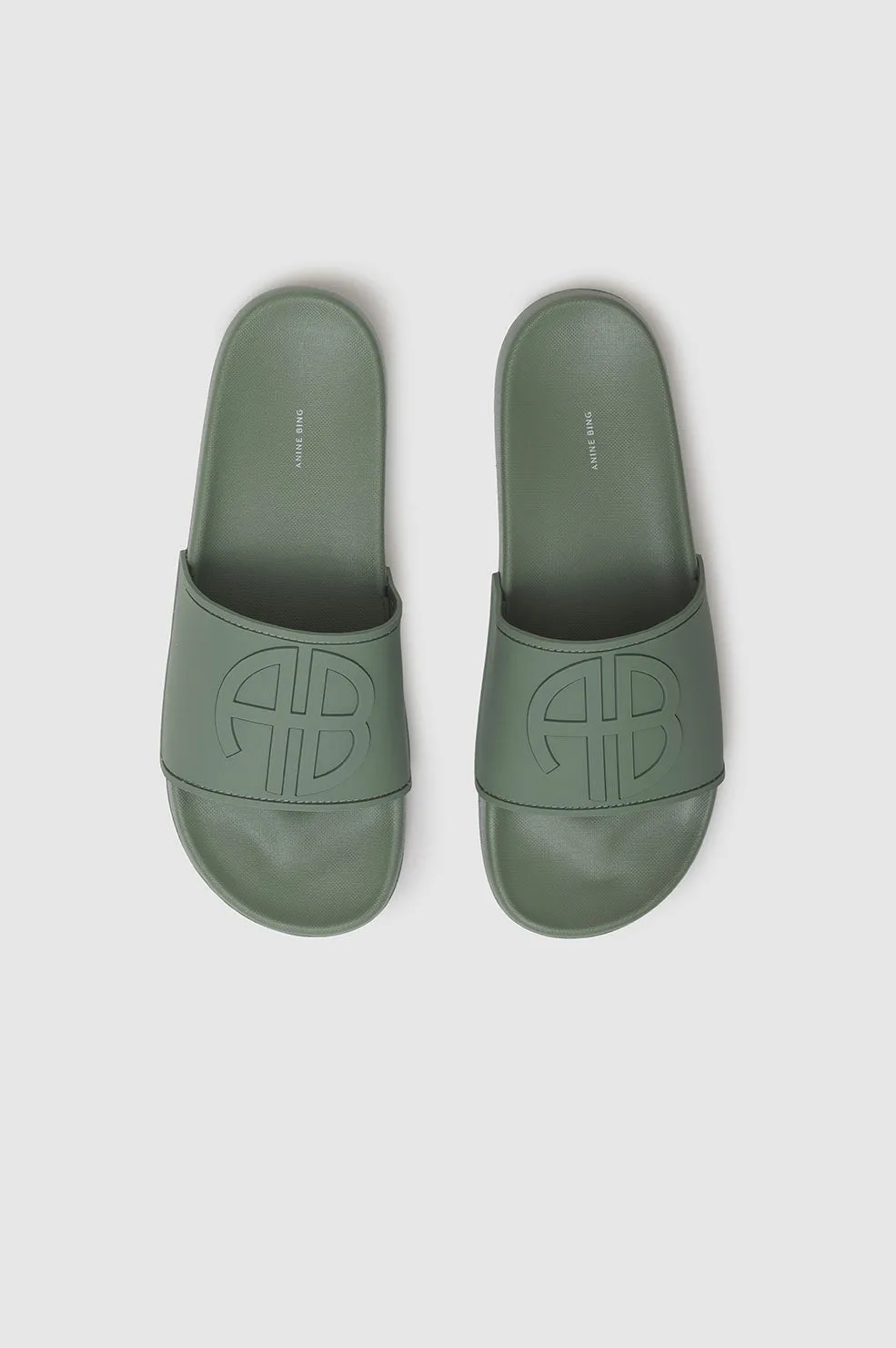 Isla Slides - Artichoke Monogram