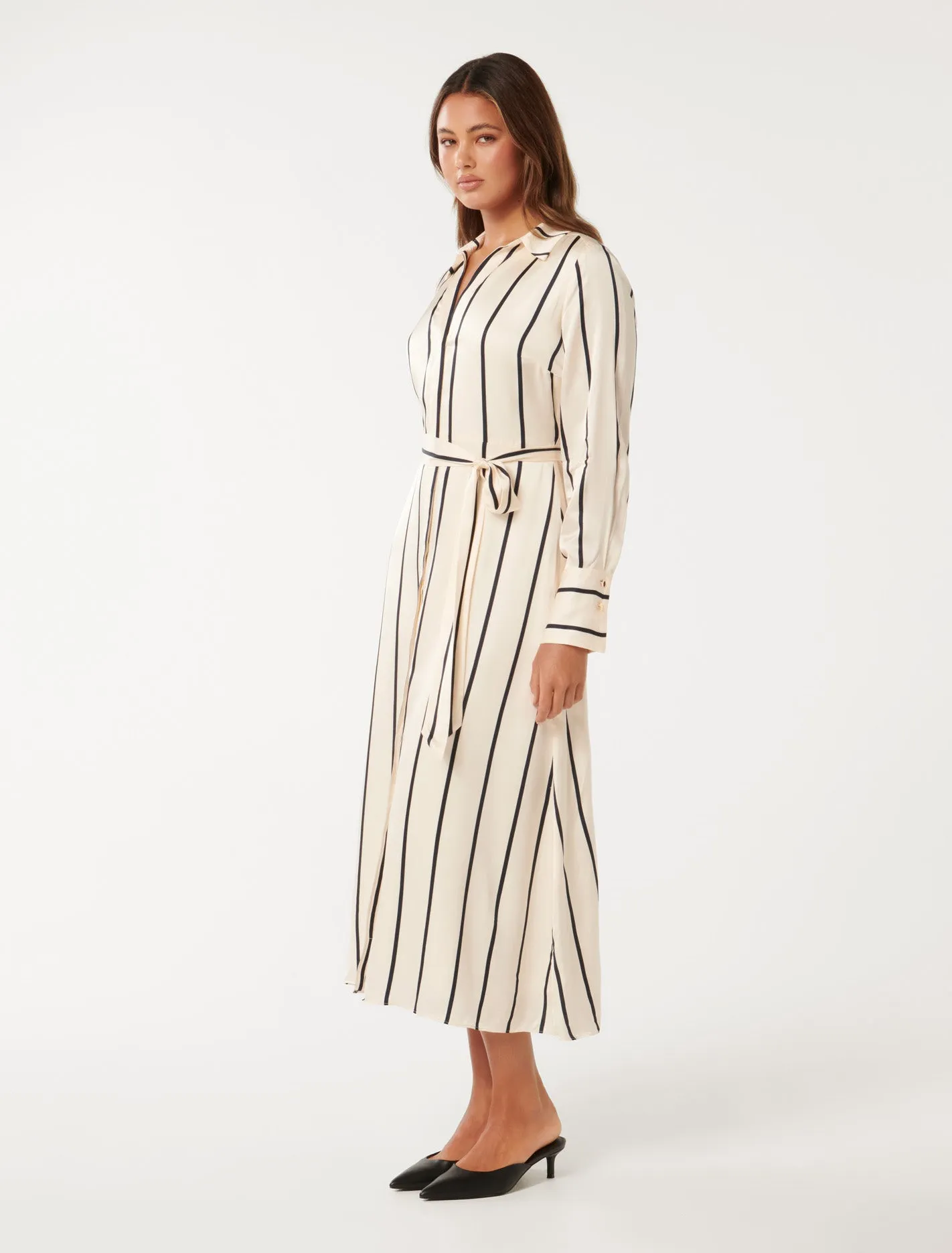 Janine Satin Midi Shirt Dress