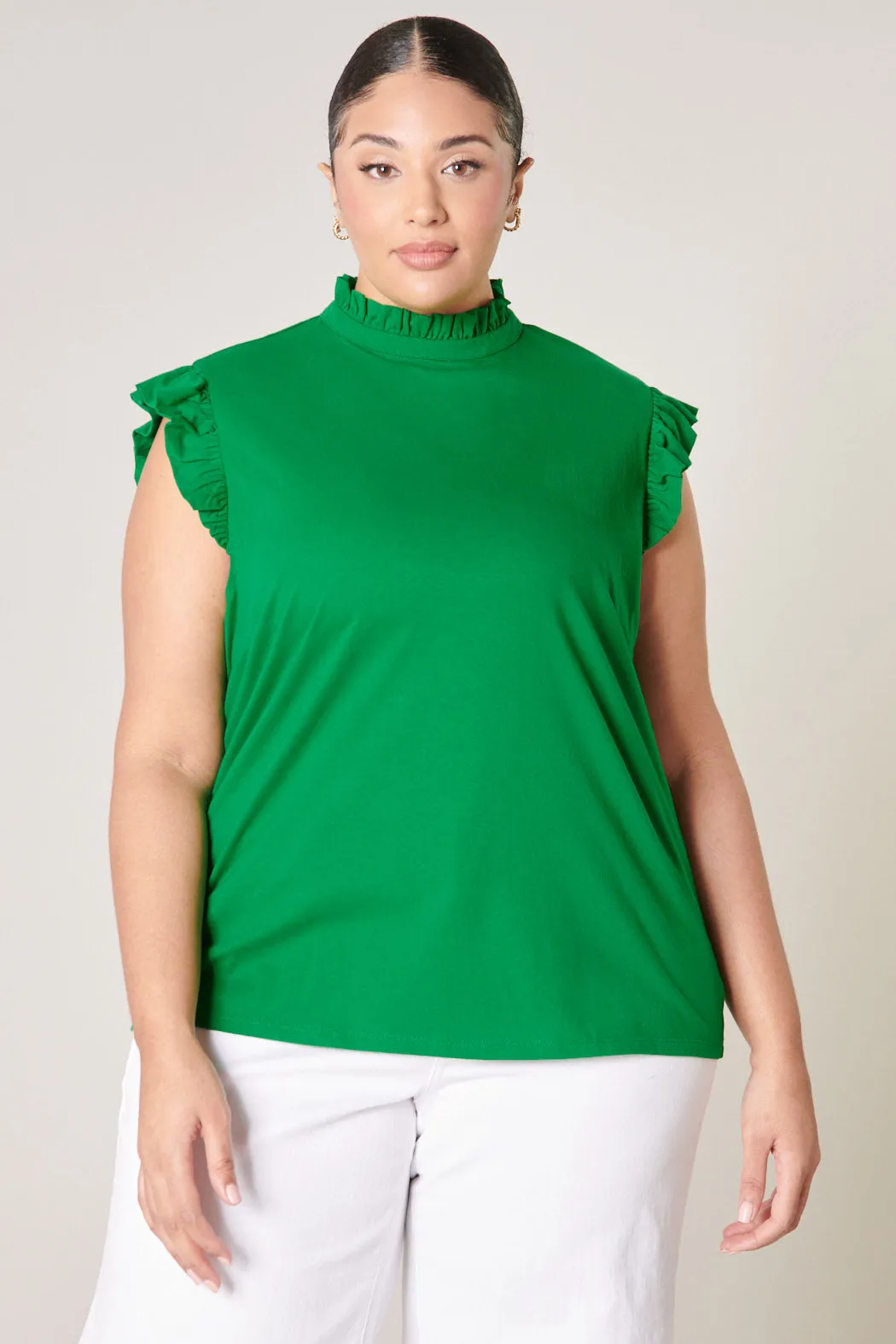 Jaylen Ruffle Mock Neck Knit Top Curve