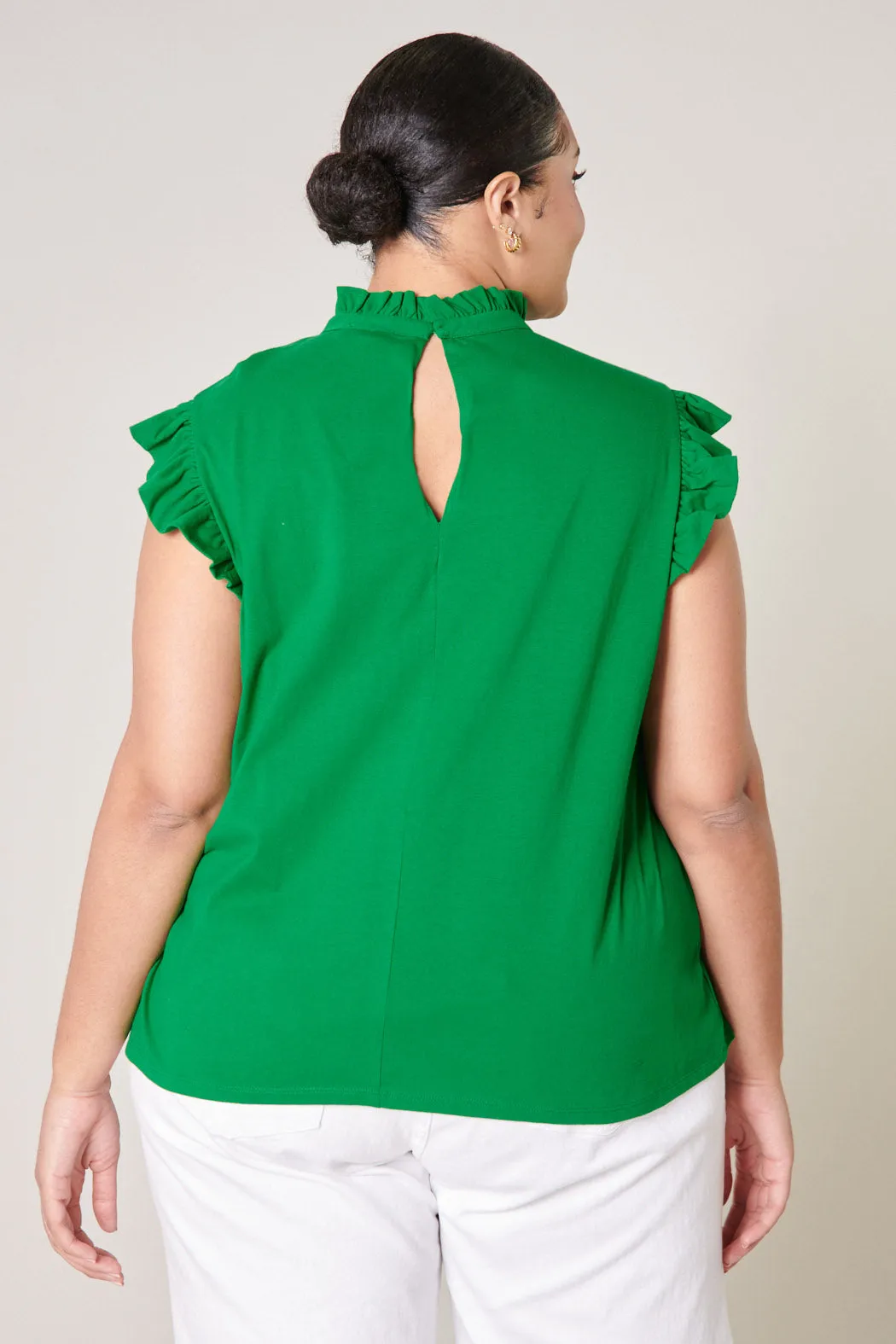 Jaylen Ruffle Mock Neck Knit Top Curve