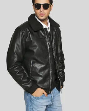 Jett Black Bomber Leather Jacket