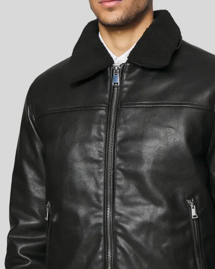 Jett Black Bomber Leather Jacket