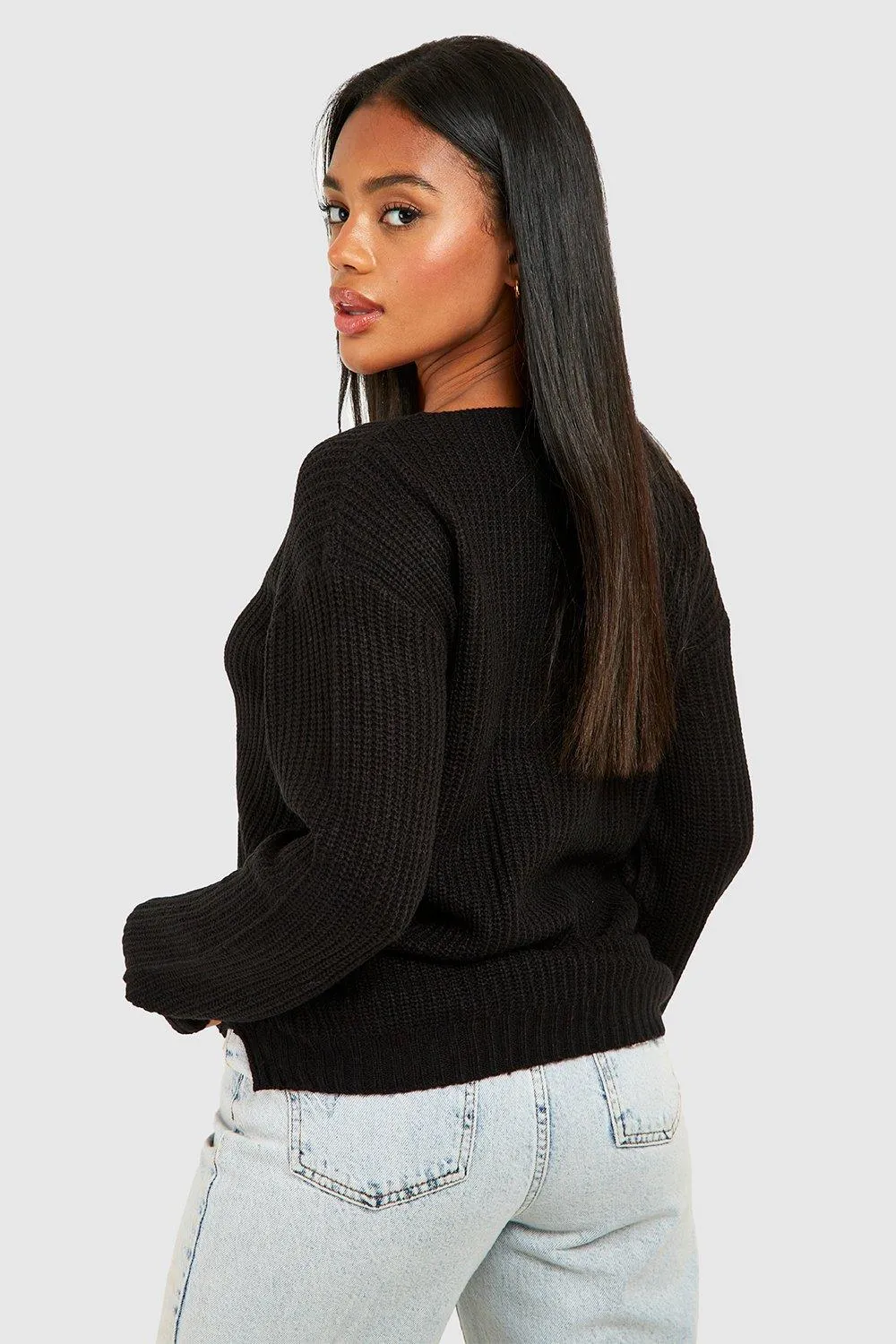 Basic V Neck Jumper - Shop Jumpers & Cardigans at boohoo