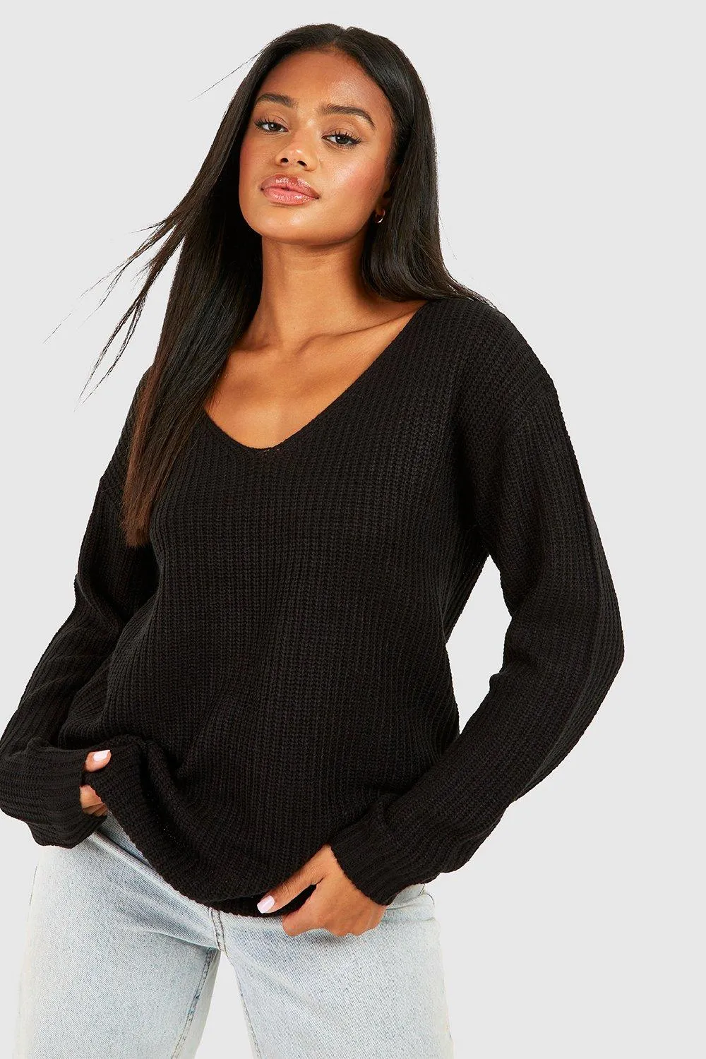 Basic V Neck Jumper - Shop Jumpers & Cardigans at boohoo