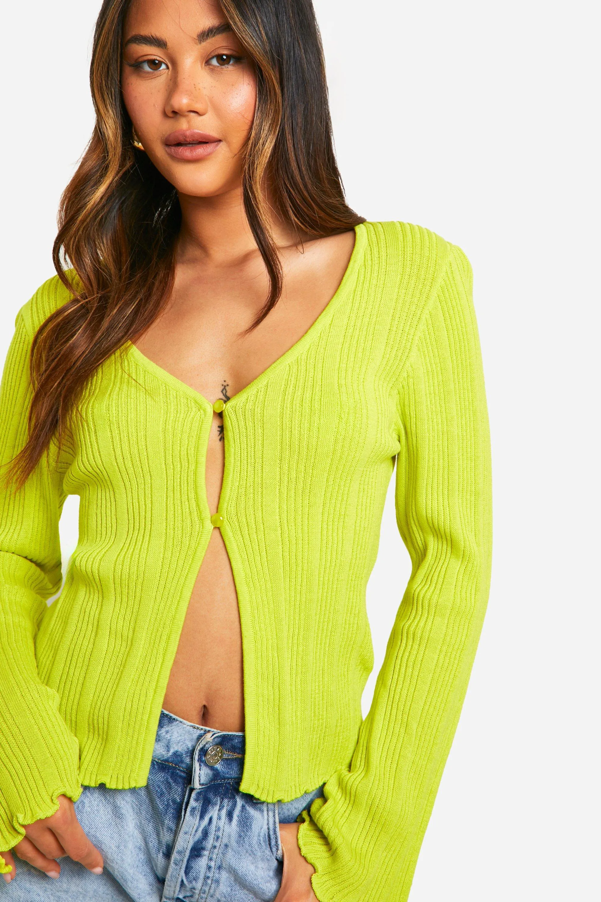 Rib Knit Button Cardigan - Lightweight Jumpers & Cardigans | boohoo