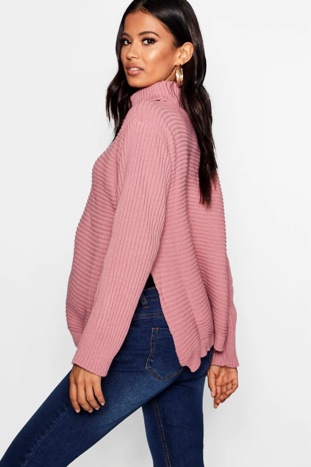 Maternity Roll Neck Jumper with Side Split | Jumpers & Cardigans | boohoo