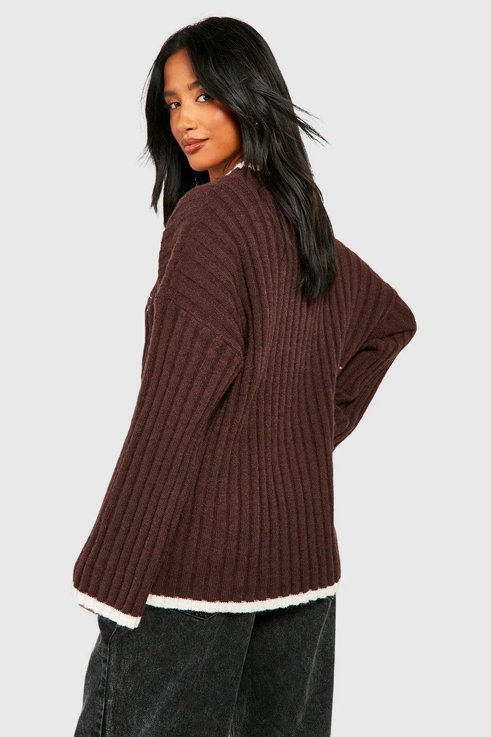 Jumpers & Cardigans | Petite Embroidered Rib Knit Jumper | boohoo