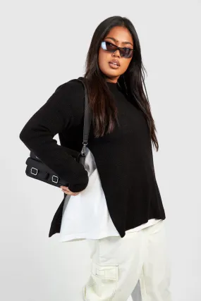 Plus Size Side Split Moss Stitch Jumper | Shop Jumpers & Cardigans | boohoo