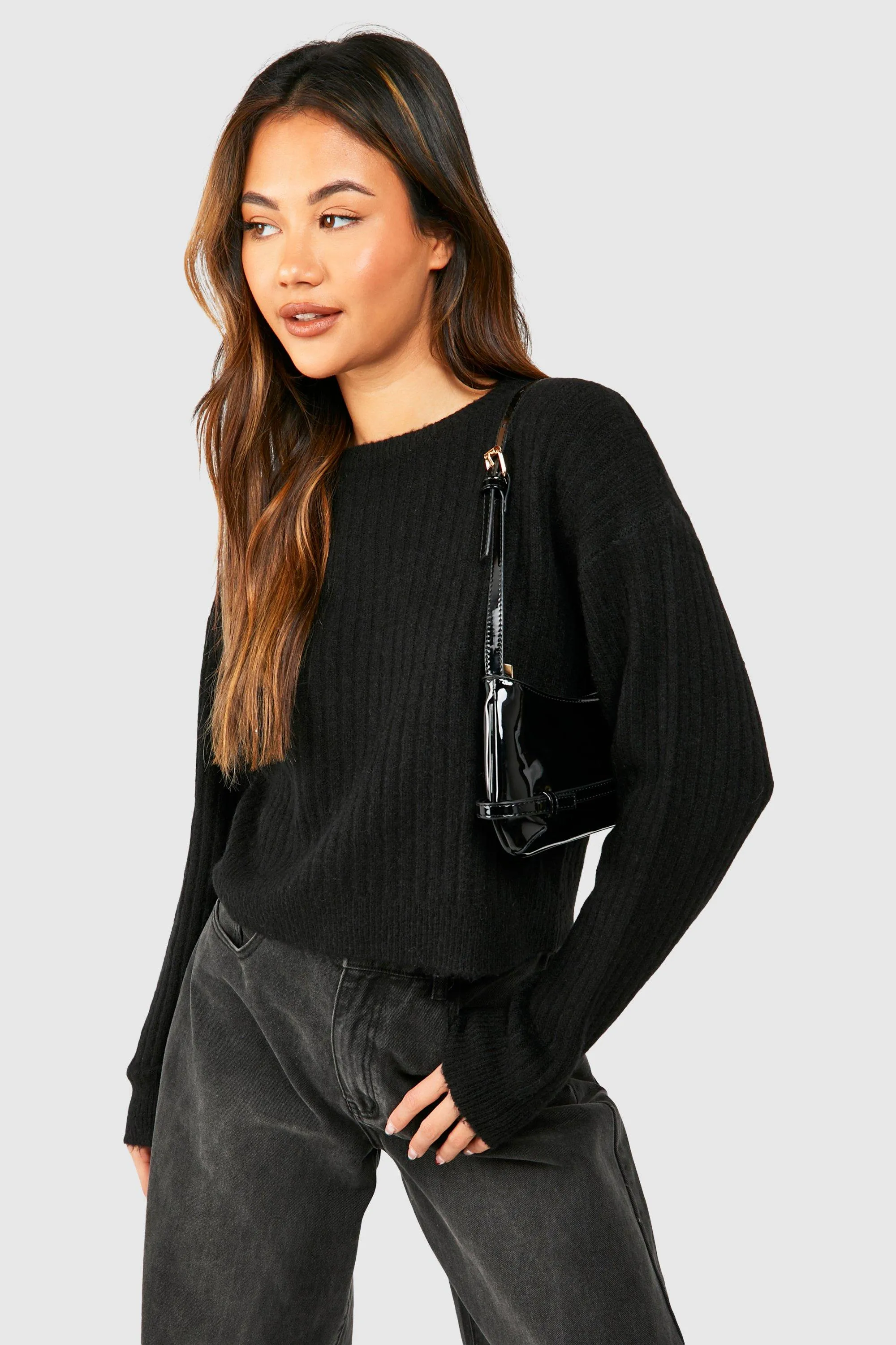 Jumpers & Cardigans | Soft Rib Knit Crop Jumper | boohoo