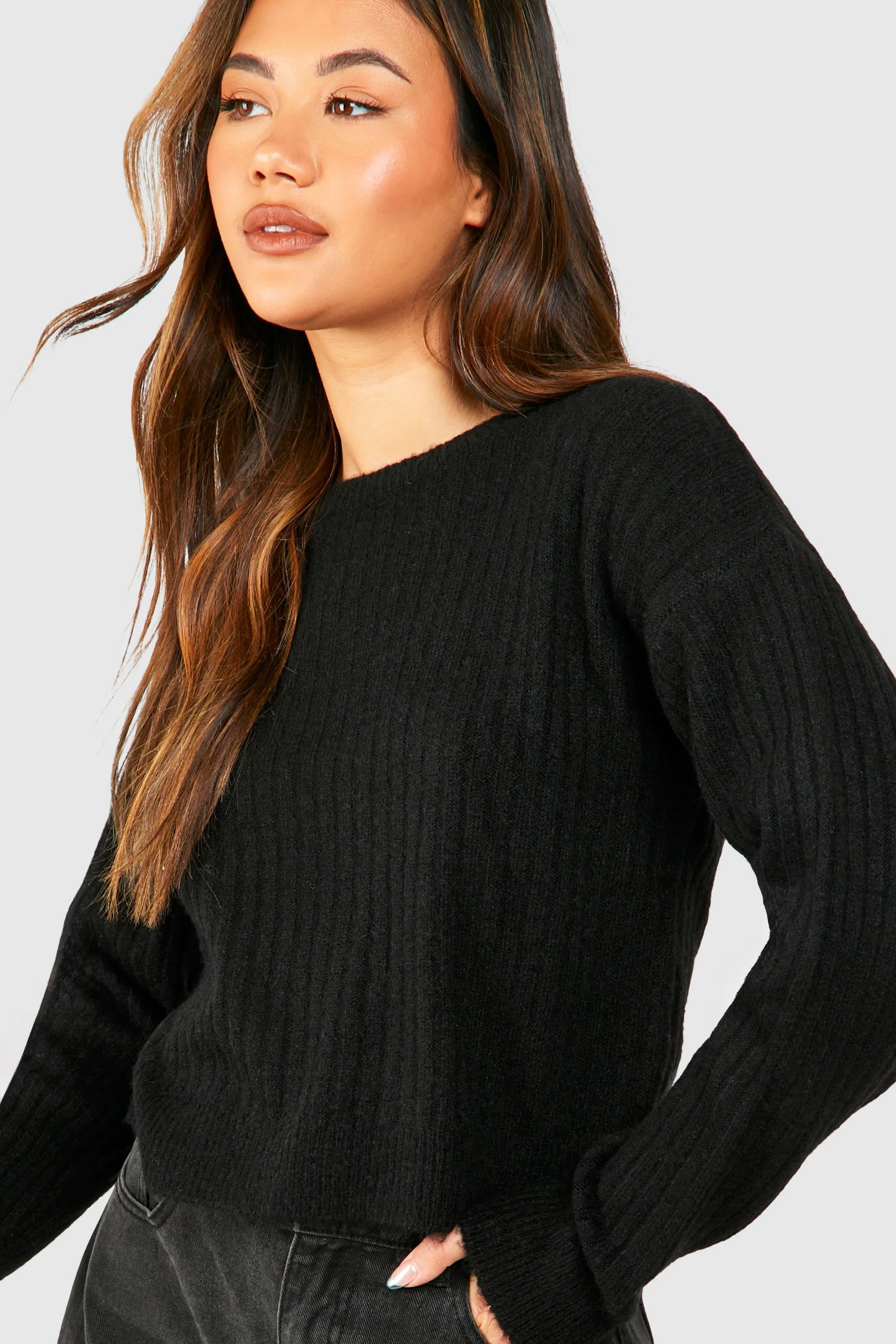 Jumpers & Cardigans | Soft Rib Knit Crop Jumper | boohoo