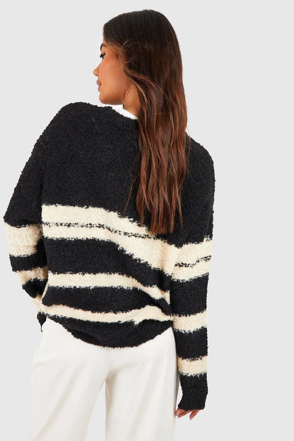 Zebra Boucle Oversized Jumper | Shop Jumpers & Cardigans at boohoo