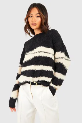 Zebra Boucle Oversized Jumper | Shop Jumpers & Cardigans at boohoo