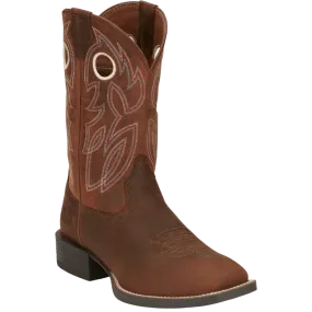 JUSTIN MEN'S BOWLINE PECAN BROWN WATER BUFFALO WESTERN BOOTS SE7523