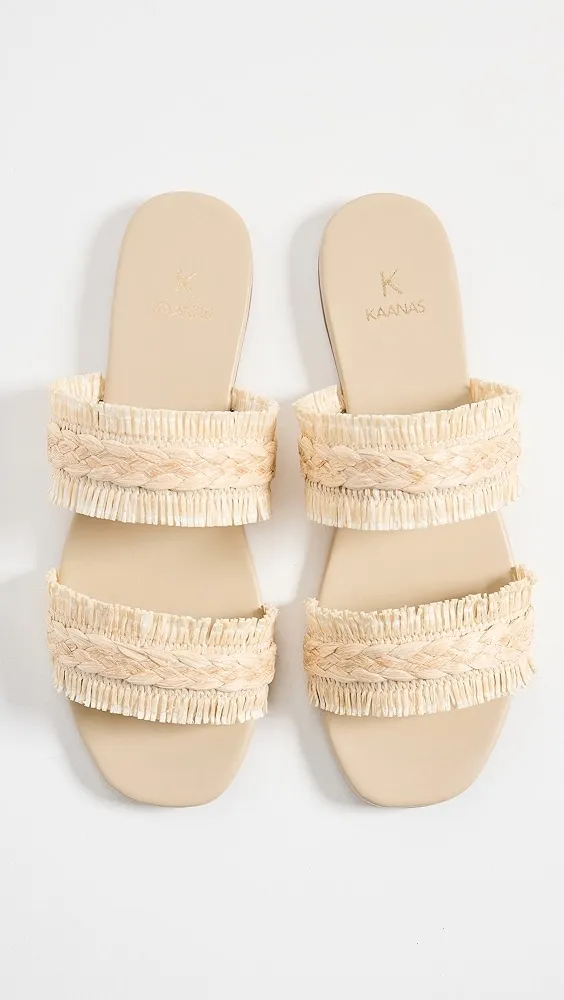 KAANAS   Espinela Frayed Double Band Slides 