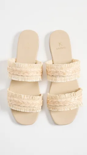 KAANAS   Espinela Frayed Double Band Slides 