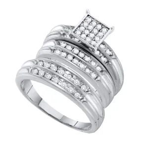 Keene Jewelers 10kt White Gold His Hers Round Diamond Square Matching Wedding Set 1/2 Cttw