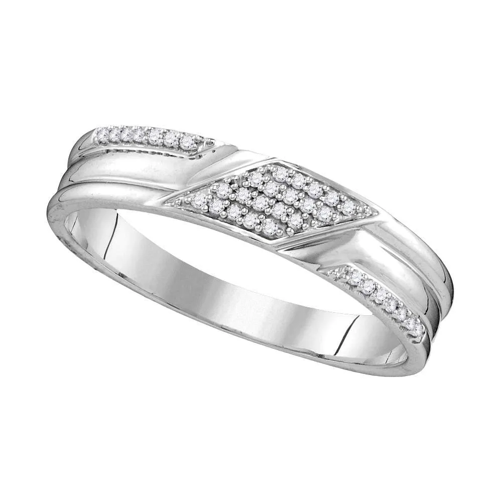 Keene Jewelers 10kt White Gold His Hers Round Diamond Square Matching Wedding Set 1/3 Cttw