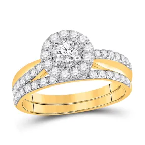 Keene Jewelers 10kt Yellow Gold Round Diamond Bridal Wedding Ring Band Set 1 Cttw