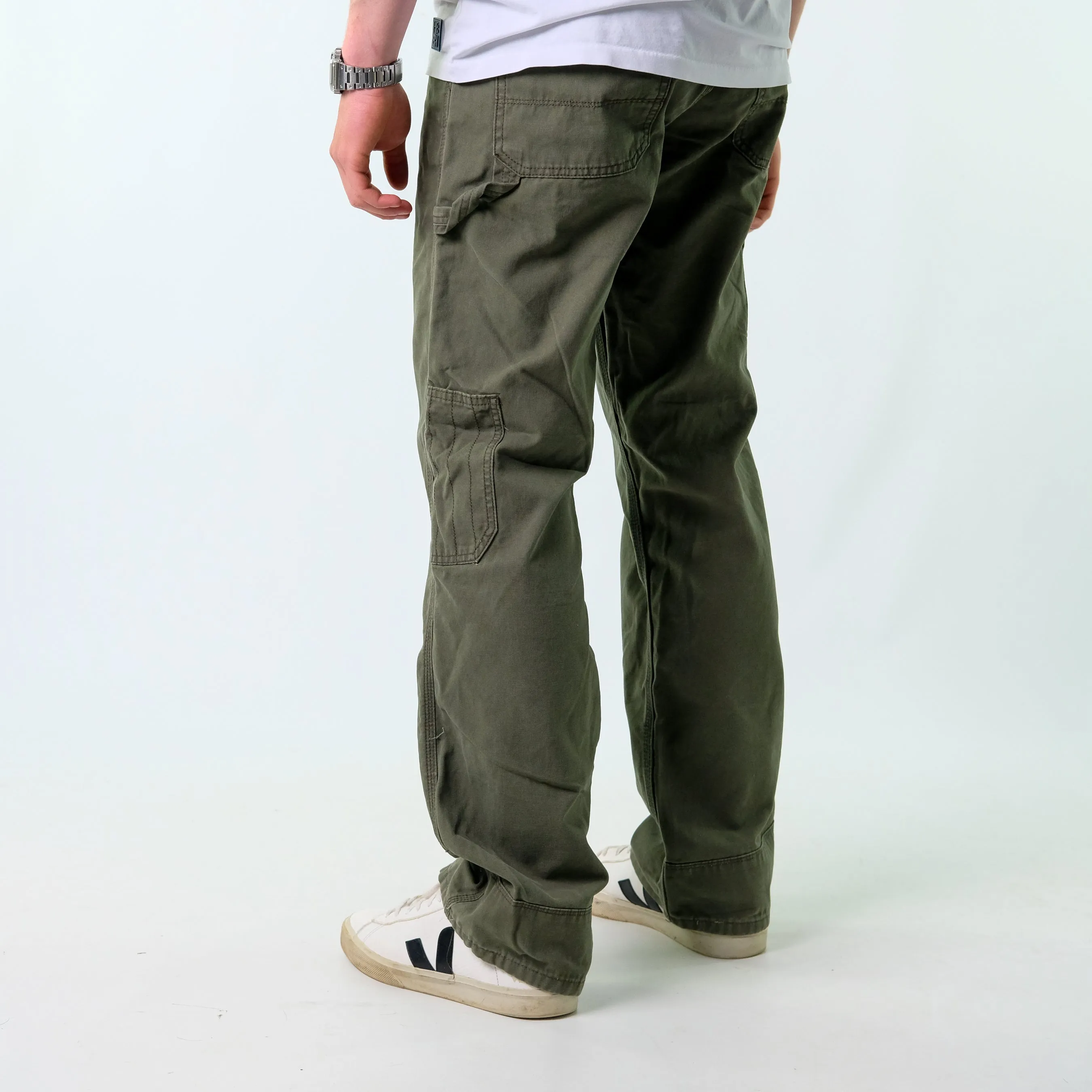 Khaki Green y2ks Dickies Canvas Carpenter Jeans Baggy Pants (38x32)