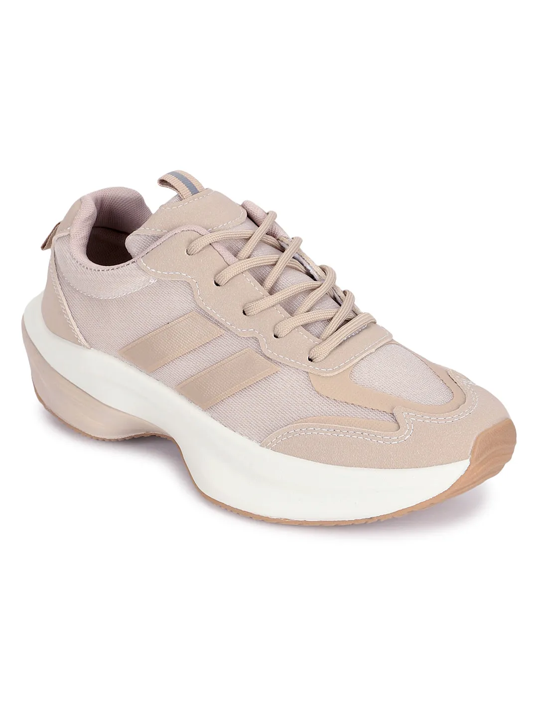 Khaki PU Stylish Lace-Up Sneakers (TC-RS3615-KHA)