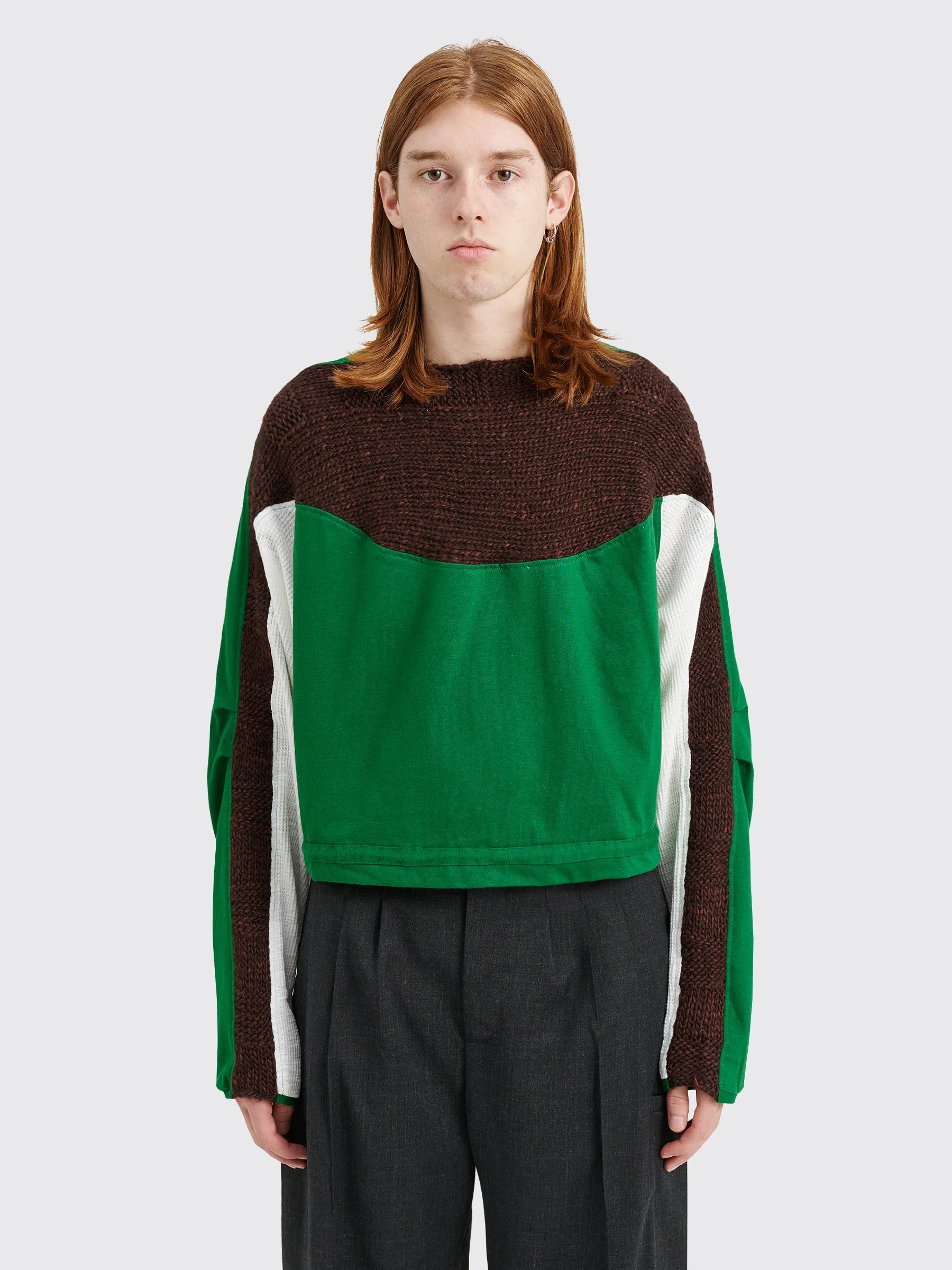 Kiko Kostadinov Solon Knit Hybrid LS Top Jersey Hunter Green / Rust