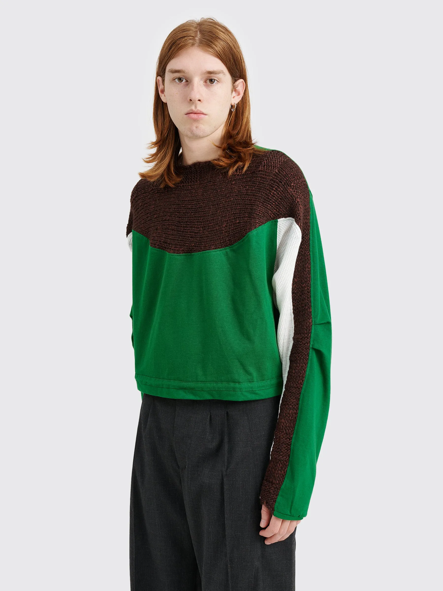 Kiko Kostadinov Solon Knit Hybrid LS Top Jersey Hunter Green / Rust