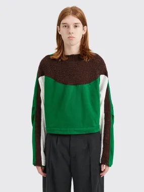 Kiko Kostadinov Solon Knit Hybrid LS Top Jersey Hunter Green / Rust