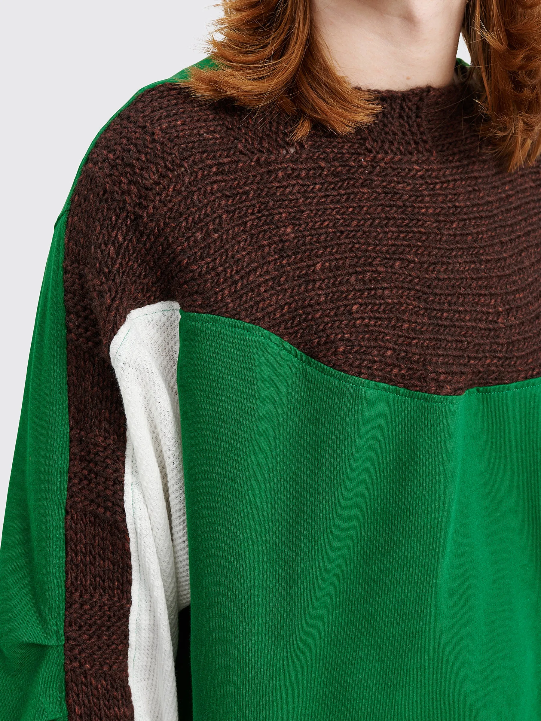 Kiko Kostadinov Solon Knit Hybrid LS Top Jersey Hunter Green / Rust